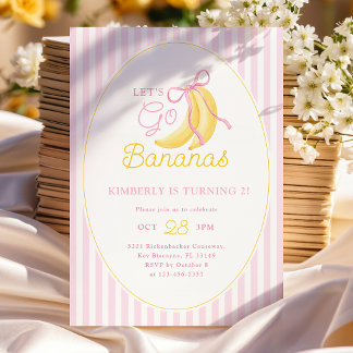 Pink Bananas 2nd Birthday Invitation