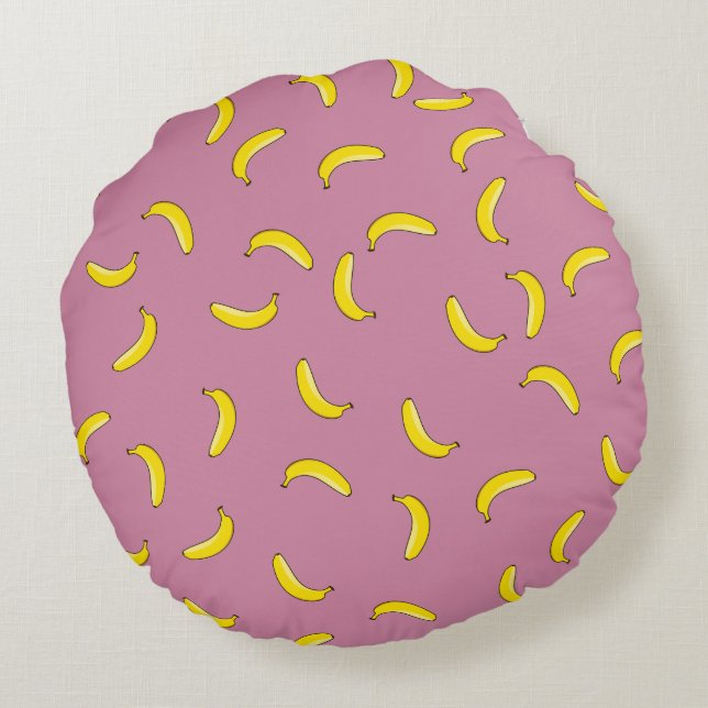 Pink Bananas Round Cushion (Back)