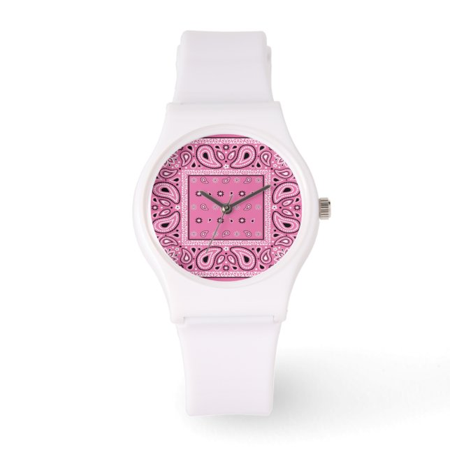 Pink bandanna paisley bandanas country rap hip hop watch (Front)