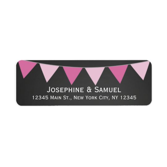 Pink Banner Chalkboard Wedding Address Return Address Label