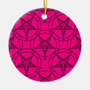 pink baphomet ceramic ornament