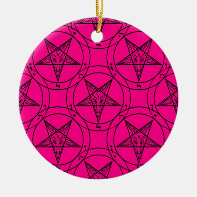 pink baphomet ceramic ornament (Front)