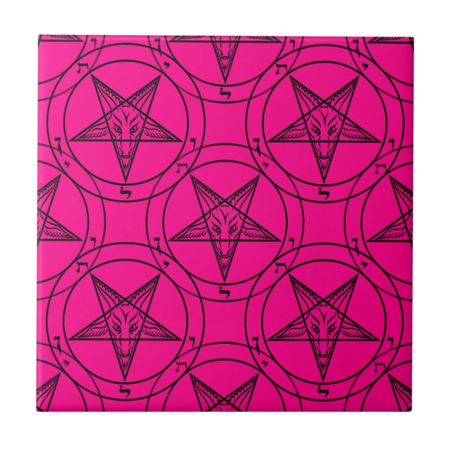 pink baphomet ceramic tile (Front)