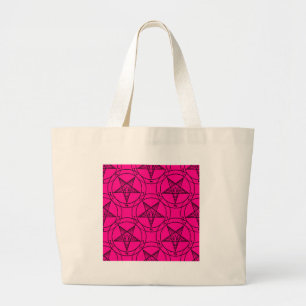 pink baphomet large tote bag