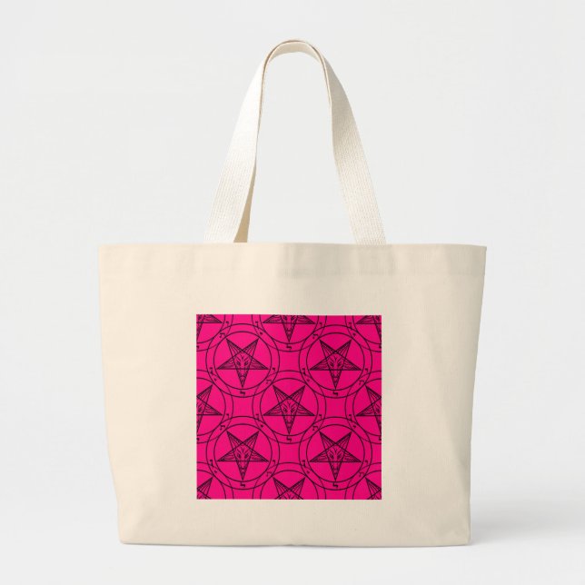 pink baphomet large tote bag (Front)