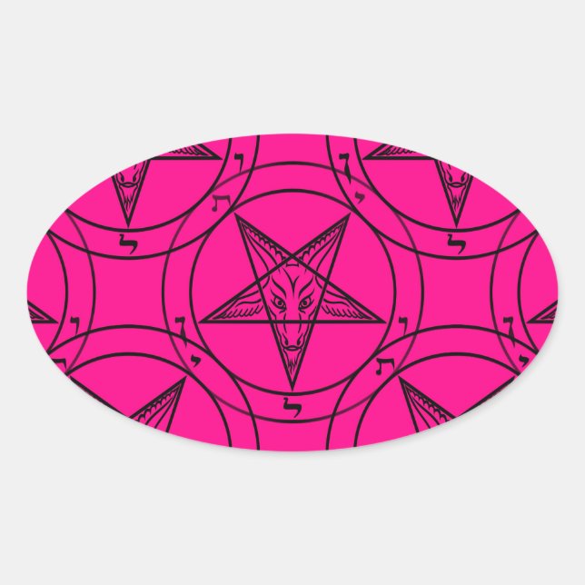 pink baphomet oval sticker (Front)