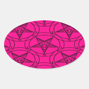 pink baphomet oval sticker
