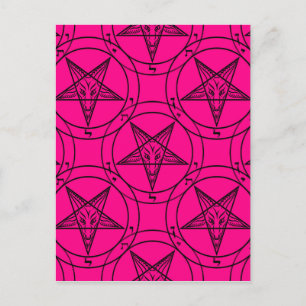 pink baphomet postcard