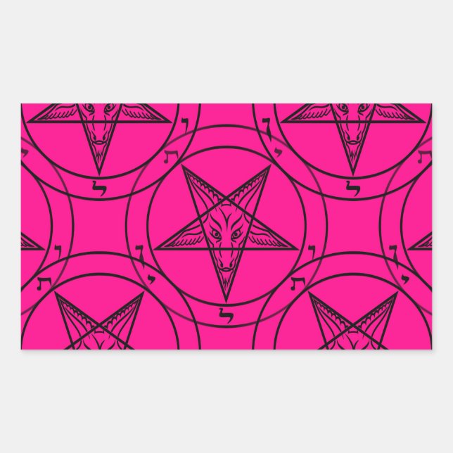 pink baphomet rectangular sticker (Front)