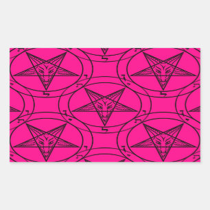 pink baphomet rectangular sticker