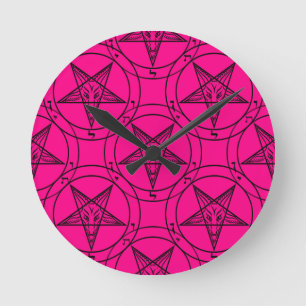 pink baphomet round clock