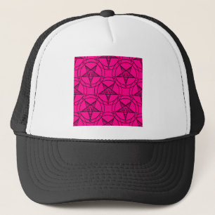 pink baphomet trucker hat