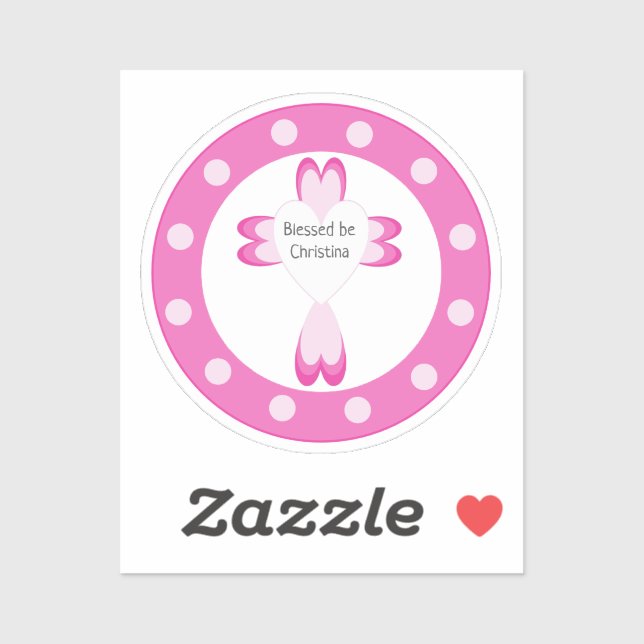 Pink Baptism Favour Sticker for Girls (Sheet)