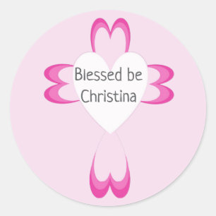 Pink Baptism Favour Sticker for Girls