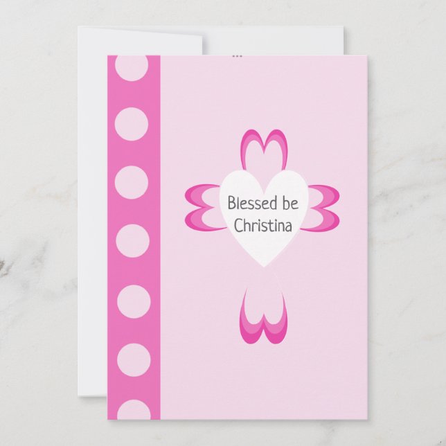 Pink Baptism Invitation for Girls (Front)