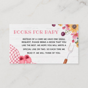 Pink Barbeque Baby Shower Books for Baby Enclosure Card