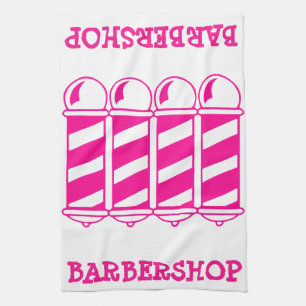 Pink Barber Poles Tea Towel