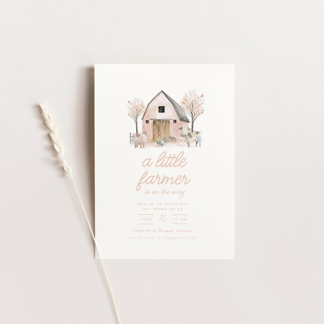 Pink Barn Farm Baby Shower Invite (Creator Uploaded)