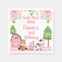 Pink Barn Floral Farm Oink Baa Neigh Birthday