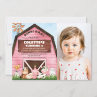 Pink Barn Oink Baa Moo Farm Animals Photo Birthday