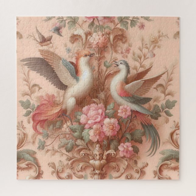 Pink Baroque Rococo Flower Morris  Jigsaw Puzzle (Vertical)