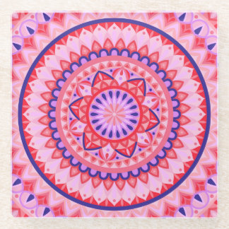 Pink Base Mandala Glass Coaster