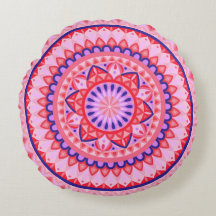 Pink Base Mandala Round Pillow