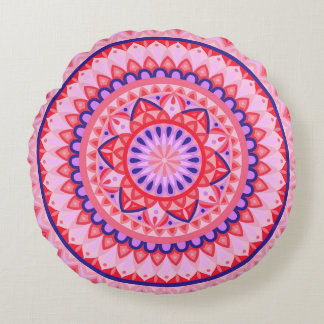 Pink Base Mandala Round Pillow