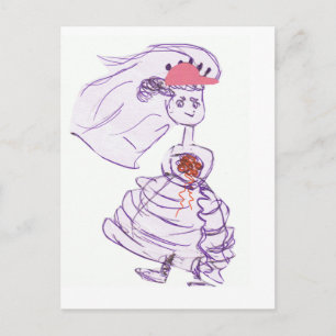 Pink Baseball Cap Bride Postcard