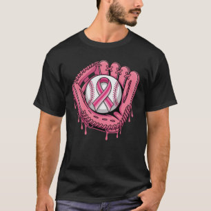 Pink Baseball Drip Breast Cancer Awareness Month T-Shirt