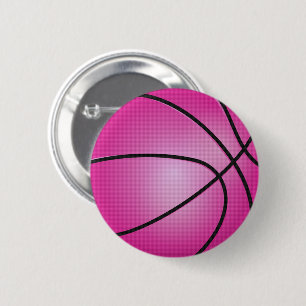 Pink Basketball 6 Cm Round Badge