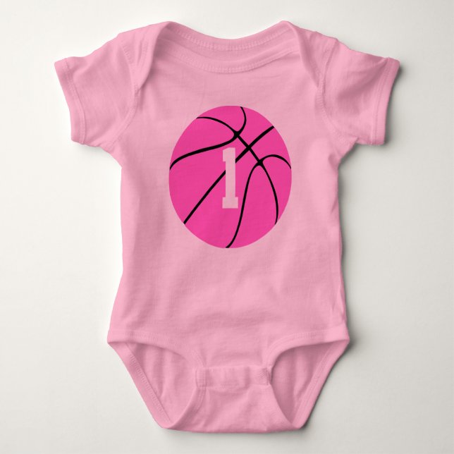 Pink Basketball Baby Bodysuit (Front)
