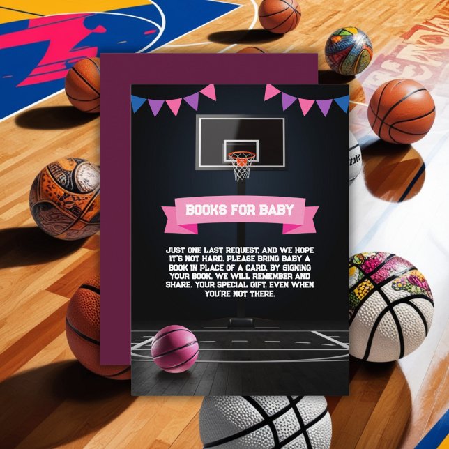 Pink Basketball Baby Shower Party Enclosure Card (Creator Uploaded)