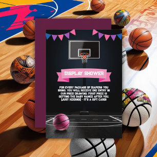 Pink Basketball Baby Shower Party Enclosure Card