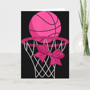Pink Basketball Bow Hoop Sporty Design For Athlete Card