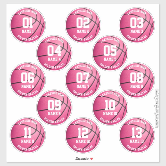 pink basketball custom 3 inch sports stickers (Sheet)