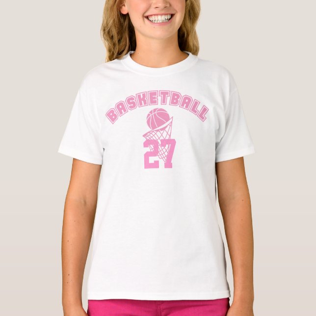 Pink Basketball | DIY Name and Number T-Shirt (Front)