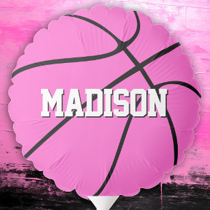 Pink Basketball Player or Team Name Sports Party Balloon