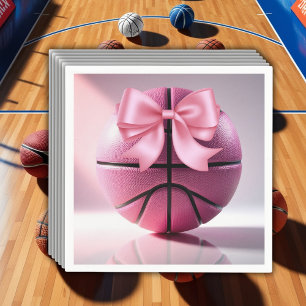 Pink Basketball Ribbon Bow Ball Baby Shower Invita Napkin