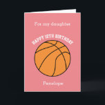 Pink Basketball Sport 12th Birthday Card<br><div class="desc">A pink personalised basketball 12th birthday card for daughter, granddaughter, niece, etc. You will be able to easily personalise the front with her name. The inside reads a birthday message, which you can easily edit as well. You can personalise the back of this basketball birthday card with the year. This...</div>