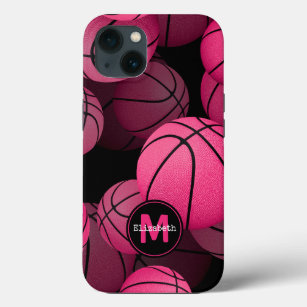 pink basketballs girls' personalised iPhone 13 case