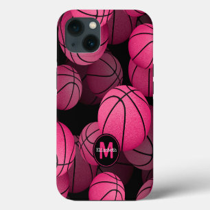 pink basketballs girls' personalised iPhone 13 case
