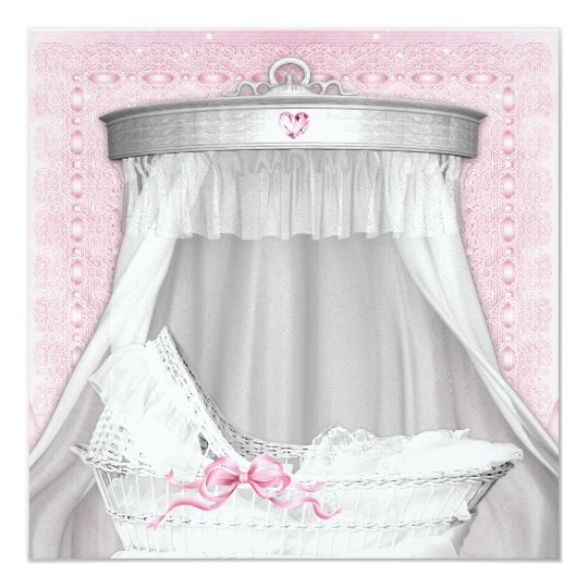 Pink Bassinet Baby Shower Card