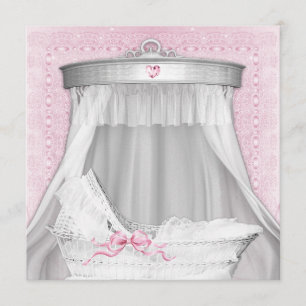 Pink Bassinet Baby Shower Invitation