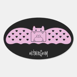 Pink Bat Bandage Version 1 Oval Sticker