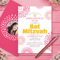 Pink Bat Mitzvah Photo Bold Starburst Cool Groovy