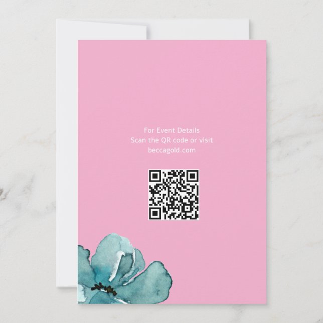 Pink Bat Mitzvah QR Code Invitation (Back)