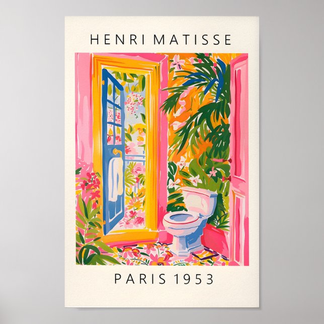 Pink Bathroom Wall Art, Funny Toilet Poster, Mid C Poster (Front)