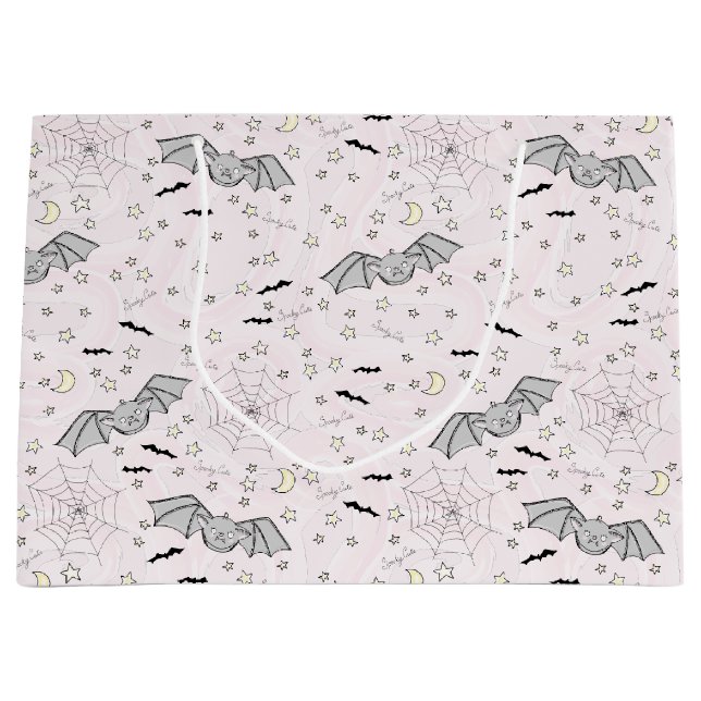 Pink Bats Spooky Cute Baby Girl Large Gift Bag (Front)