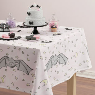 Pink Bats Spooky Cute Baby Halloween Tablecloth